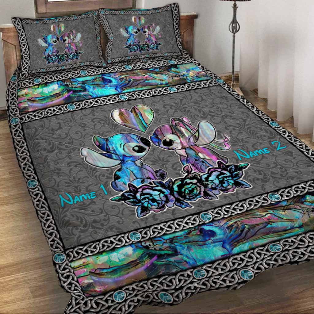 Personalized Ohana Quilt Set Custom Names Unique Gift for Couples