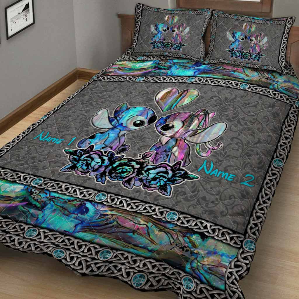 Personalized Ohana Quilt Set Custom Names Unique Gift for Couples
