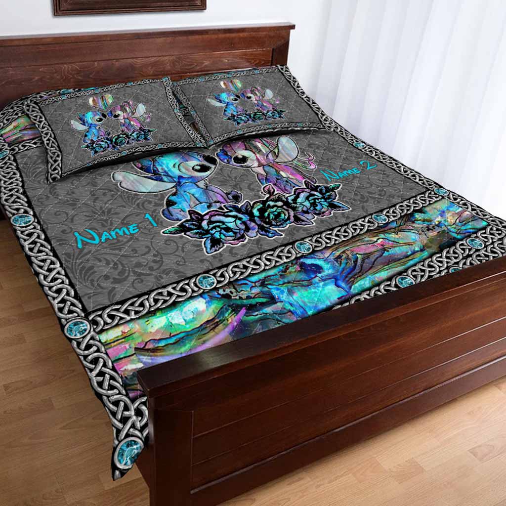 Personalized Ohana Quilt Set Custom Names Unique Gift for Couples