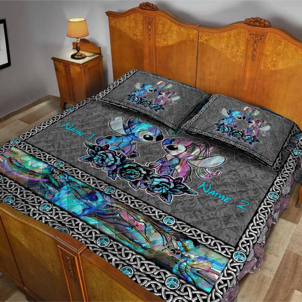 Personalized Ohana Quilt Set Custom Names Unique Gift for Couples