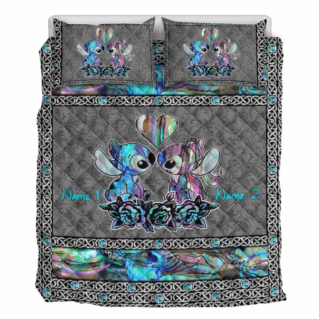 Personalized Ohana Quilt Set Custom Names Unique Gift for Couples