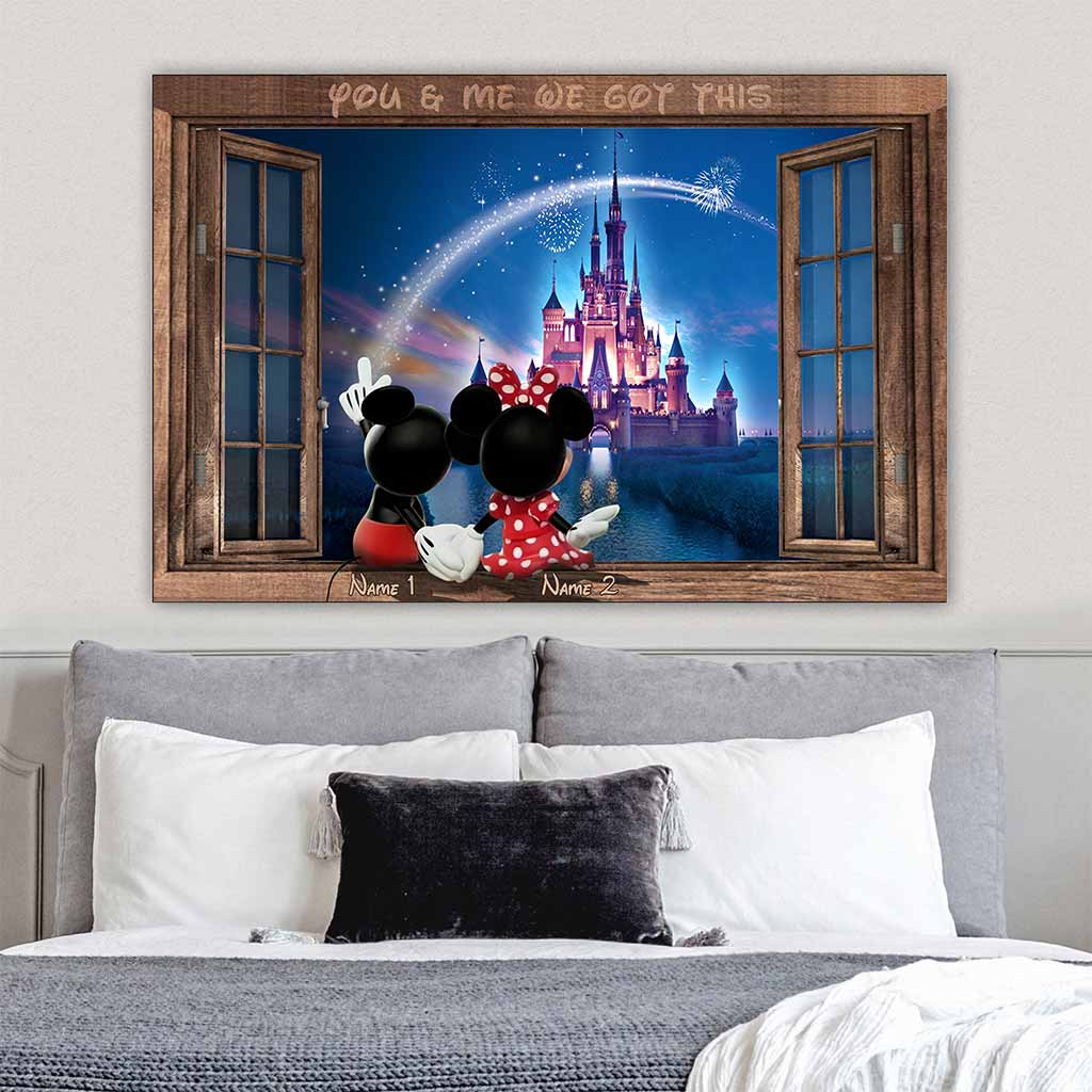 Personalized Mickey & Minnie Mouse Poster Gift for Couples