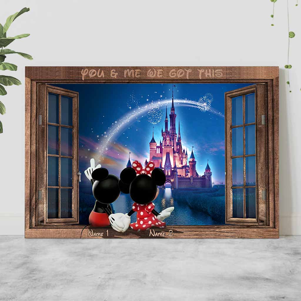 Personalized Mickey & Minnie Mouse Poster Gift for Couples
