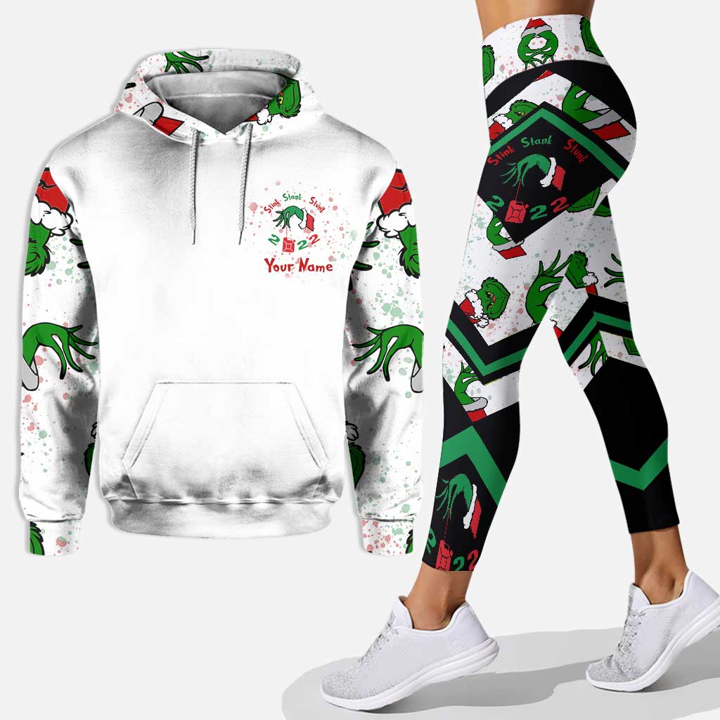 Personalized Grinch Christmas Hoodie and Leggings Set for Family