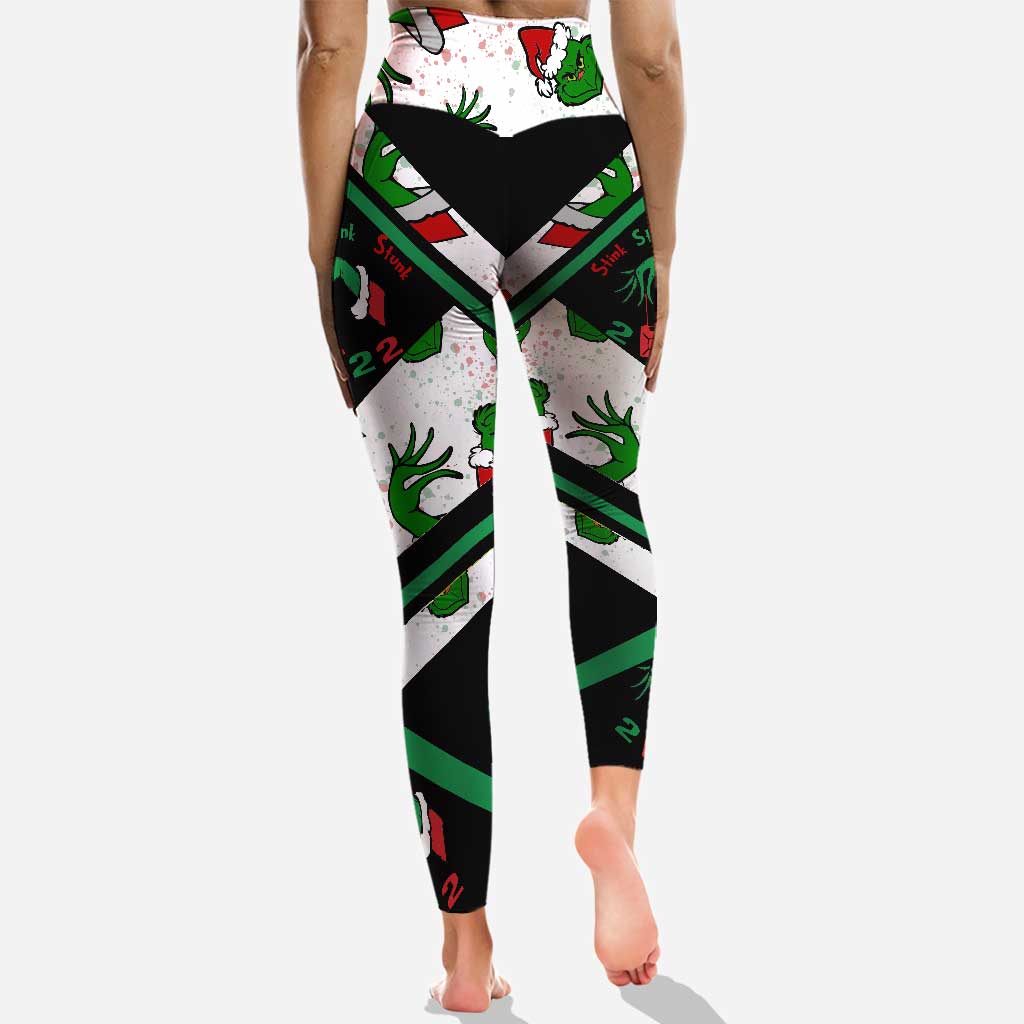 Personalized Grinch Christmas Hoodie and Leggings Set for Family