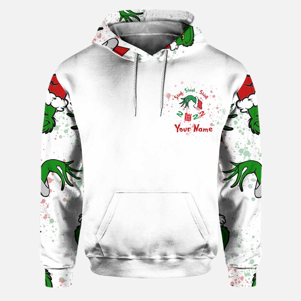Personalized Grinch Christmas Hoodie and Leggings Set for Family