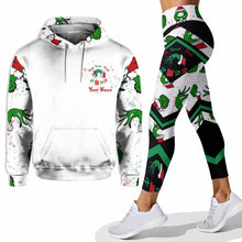 Load image into Gallery viewer, Personalized Grinch Christmas Hoodie and Leggings Set for Family
