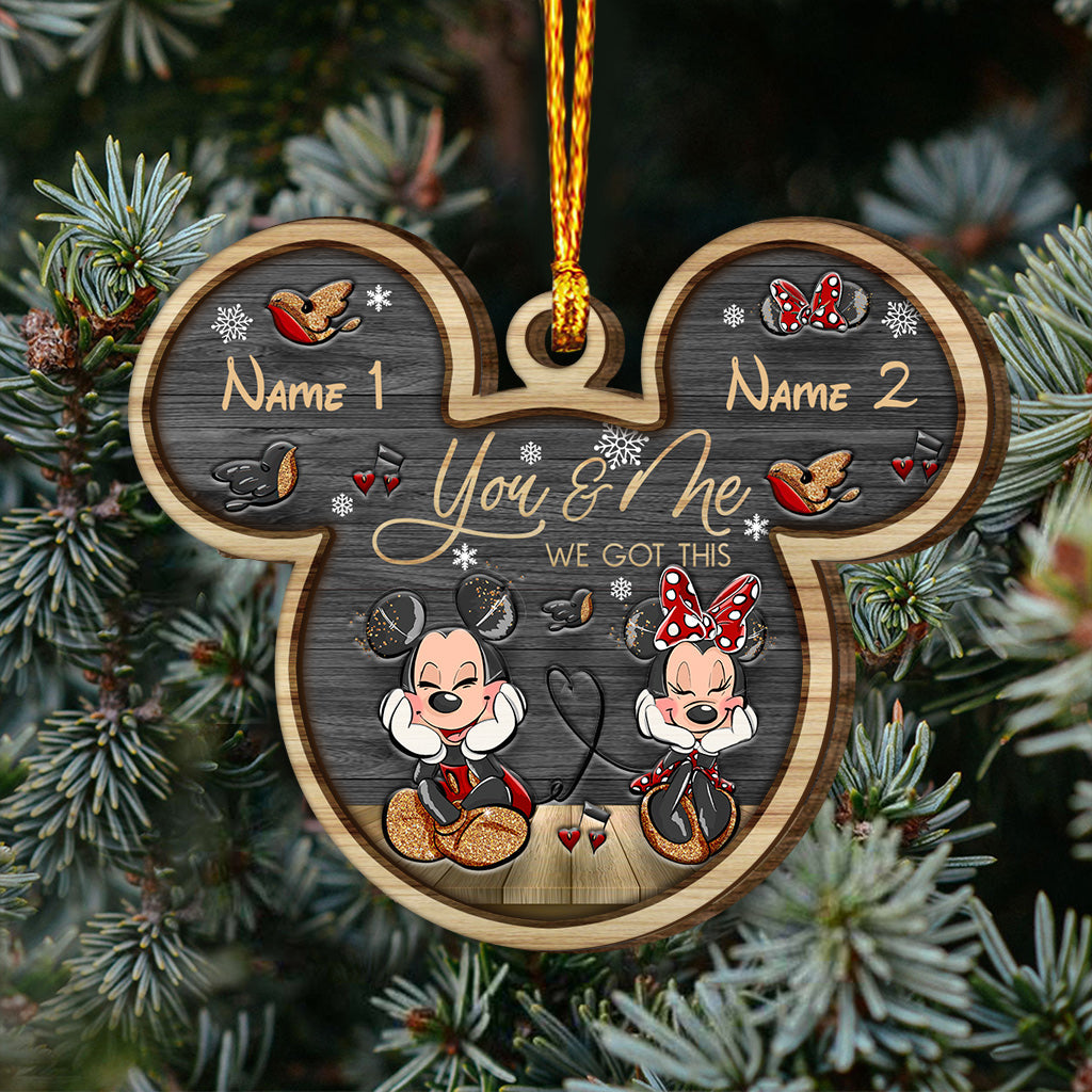 Personalized Christmas Mouse Wood Ornament Custom Names Gift