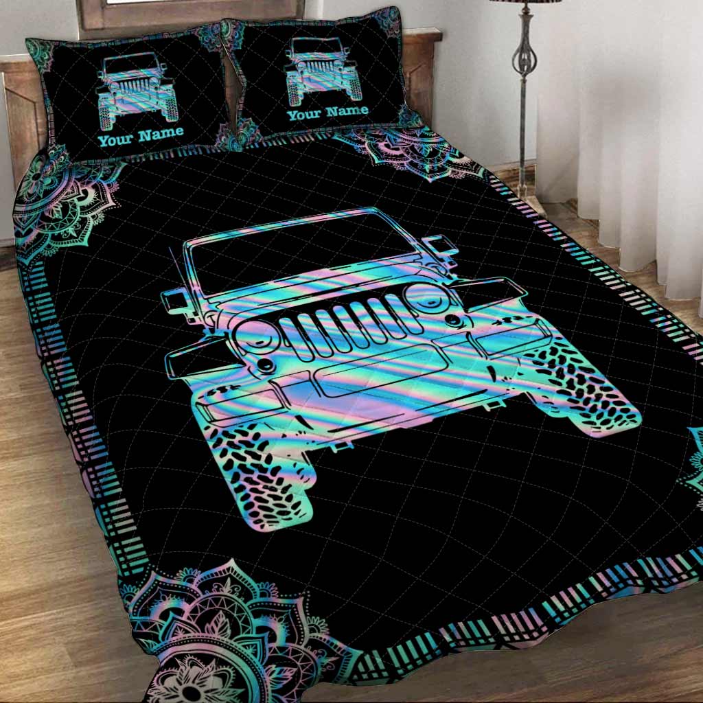Personalized Jeep Quilt Set Custom Name Gift for Dad