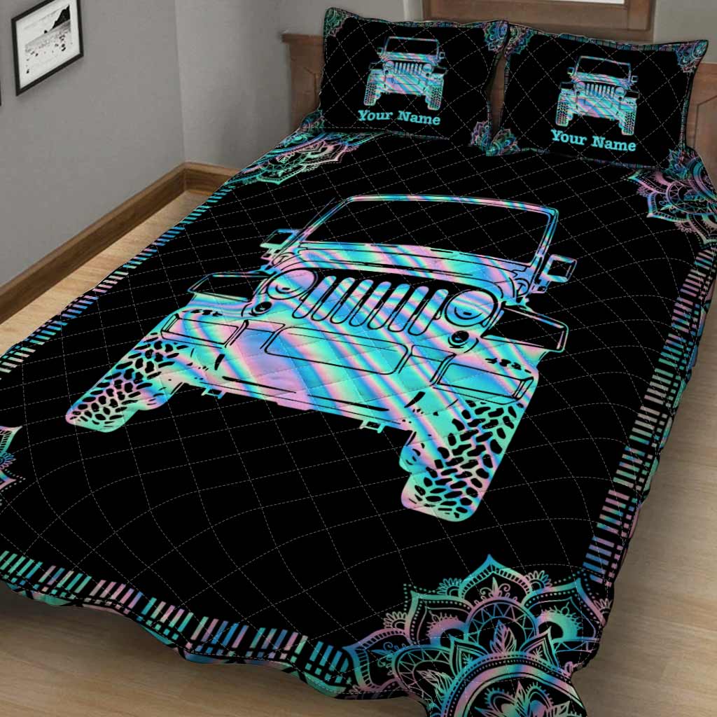 Personalized Jeep Quilt Set Custom Name Gift for Dad