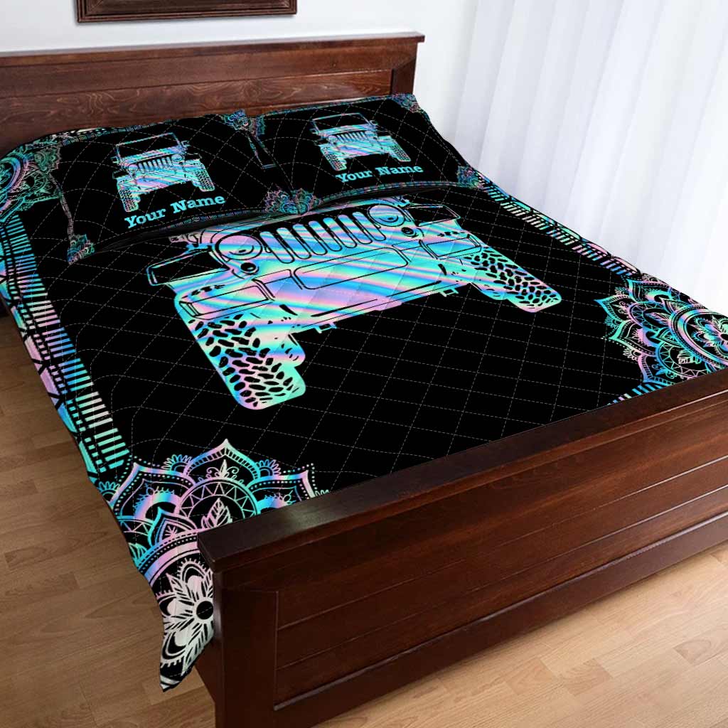 Personalized Jeep Quilt Set Custom Name Gift for Dad
