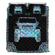 Load image into Gallery viewer, Personalized Jeep Quilt Set Custom Name Gift for Dad
