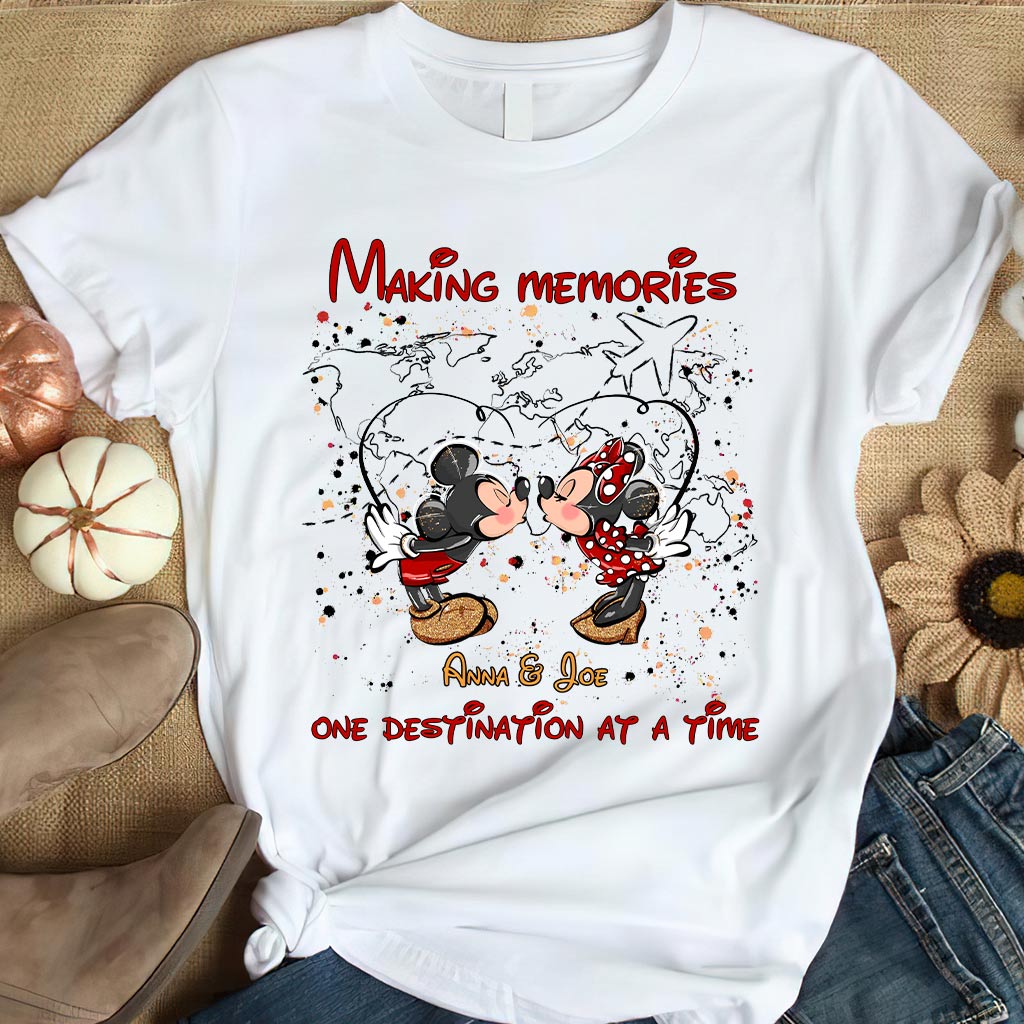 Personalized Mickey Mouse T-Shirt & Hoodie with Custom Names for Couples