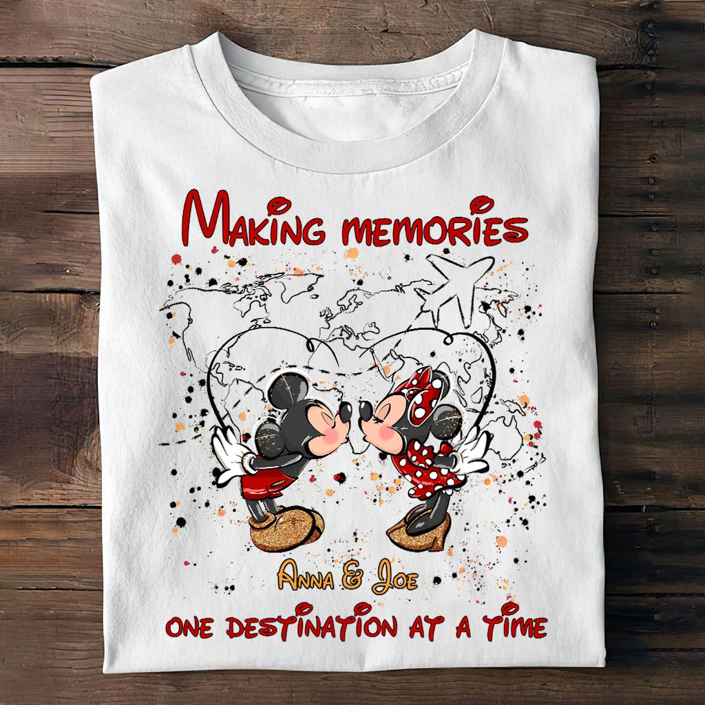 Personalized Mickey Mouse T-Shirt & Hoodie with Custom Names for Couples