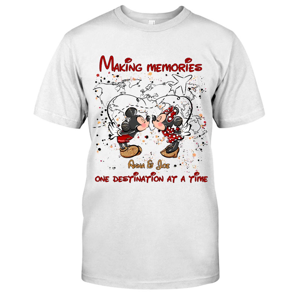 Personalized Mickey Mouse T-Shirt & Hoodie with Custom Names for Couples