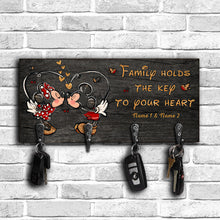 Load image into Gallery viewer, Personalized Family Key Rack with Hooks | Custom Name Sign Gift

