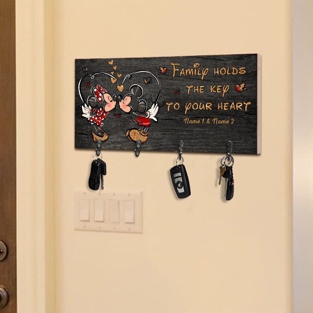 Personalized Family Key Rack with Hooks | Custom Name Sign Gift