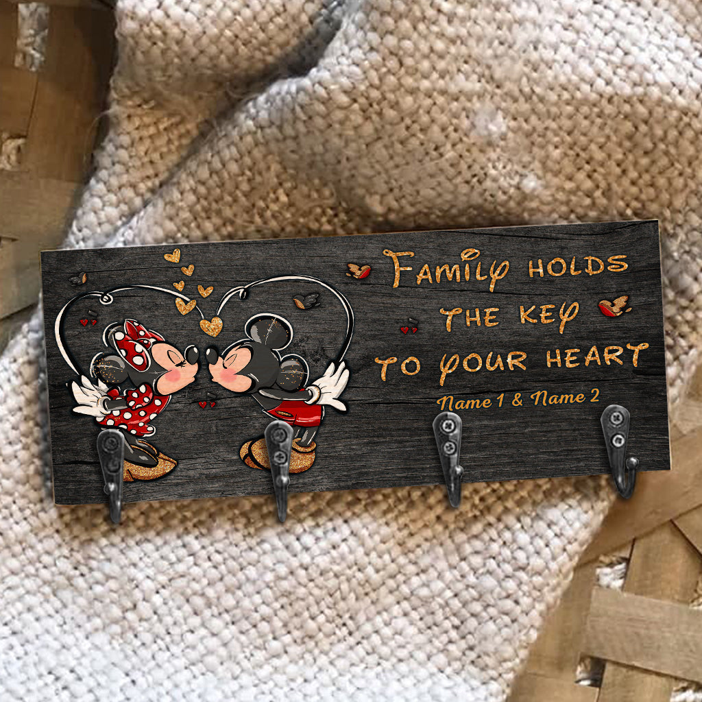Personalized Family Key Rack with Hooks | Custom Name Sign Gift