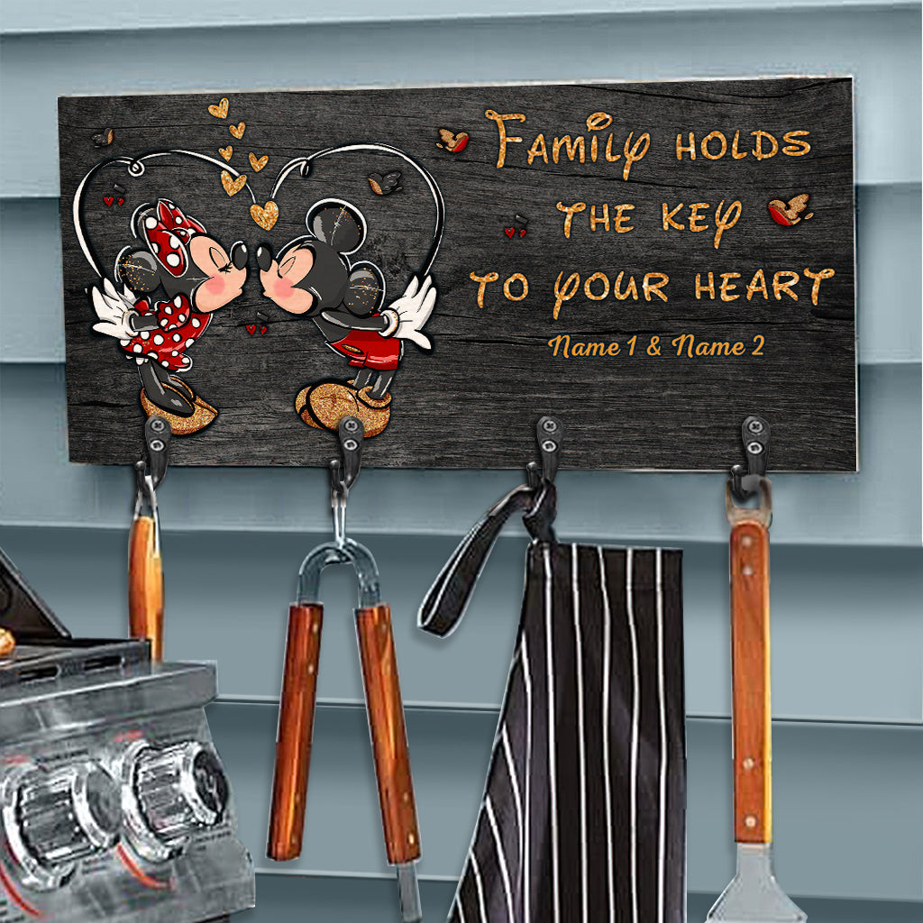 Personalized Family Key Rack with Hooks | Custom Name Sign Gift