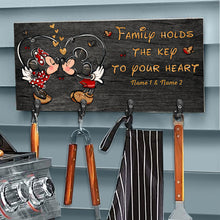 Load image into Gallery viewer, Personalized Family Key Rack with Hooks | Custom Name Sign Gift
