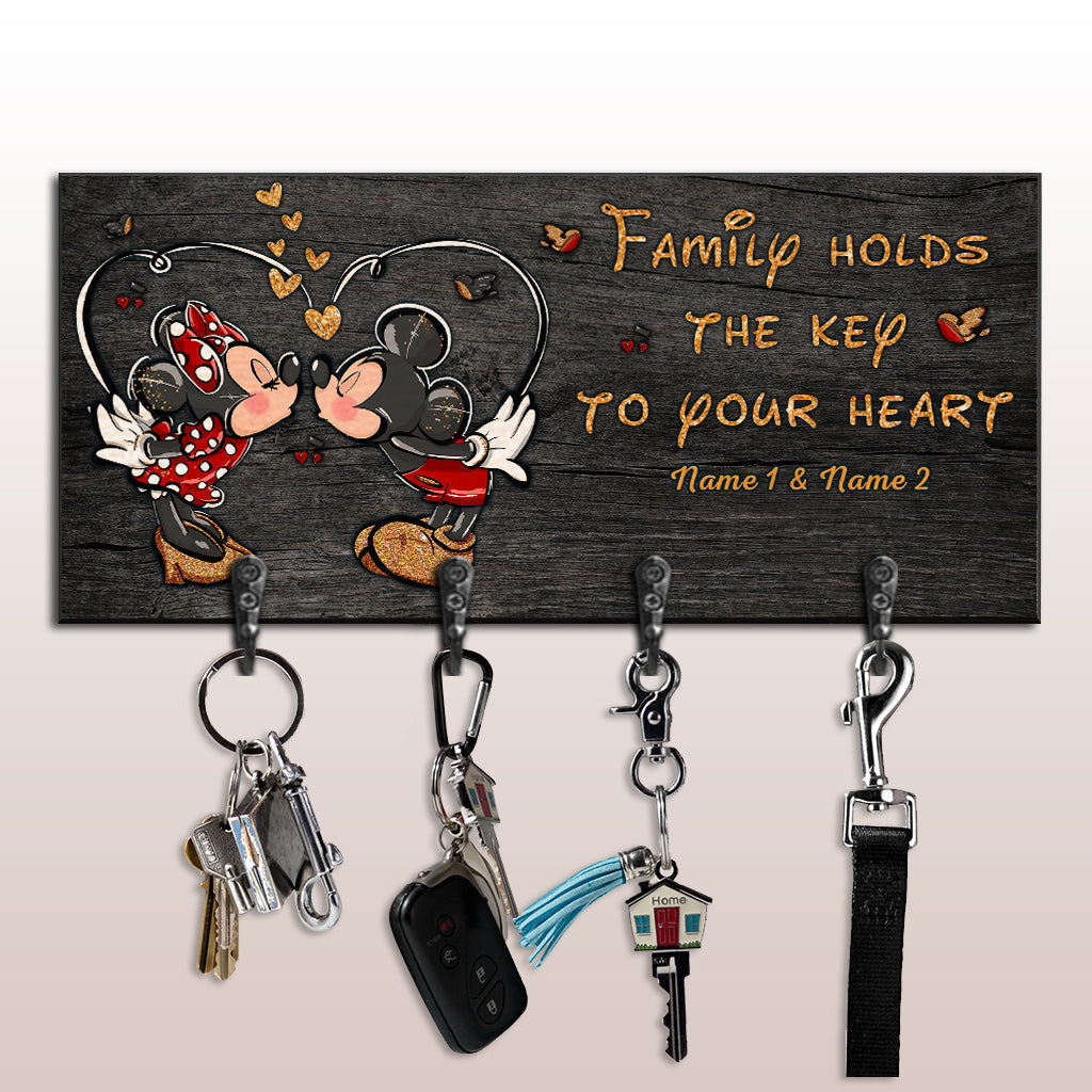Personalized Family Key Rack with Hooks | Custom Name Sign Gift