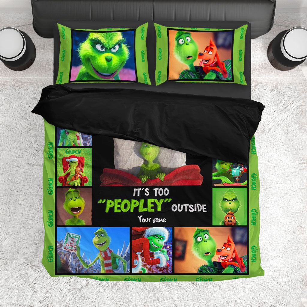 Personalized Christmas Quilt Set with Grinch Design for Kids & Family