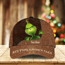 Load image into Gallery viewer, Personalized Grinch Face Classic Cap Custom Name Christmas Gift
