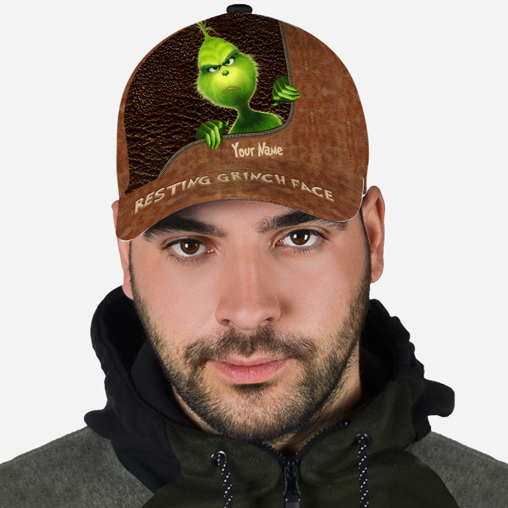 Personalized Grinch Face Classic Cap Custom Name Christmas Gift