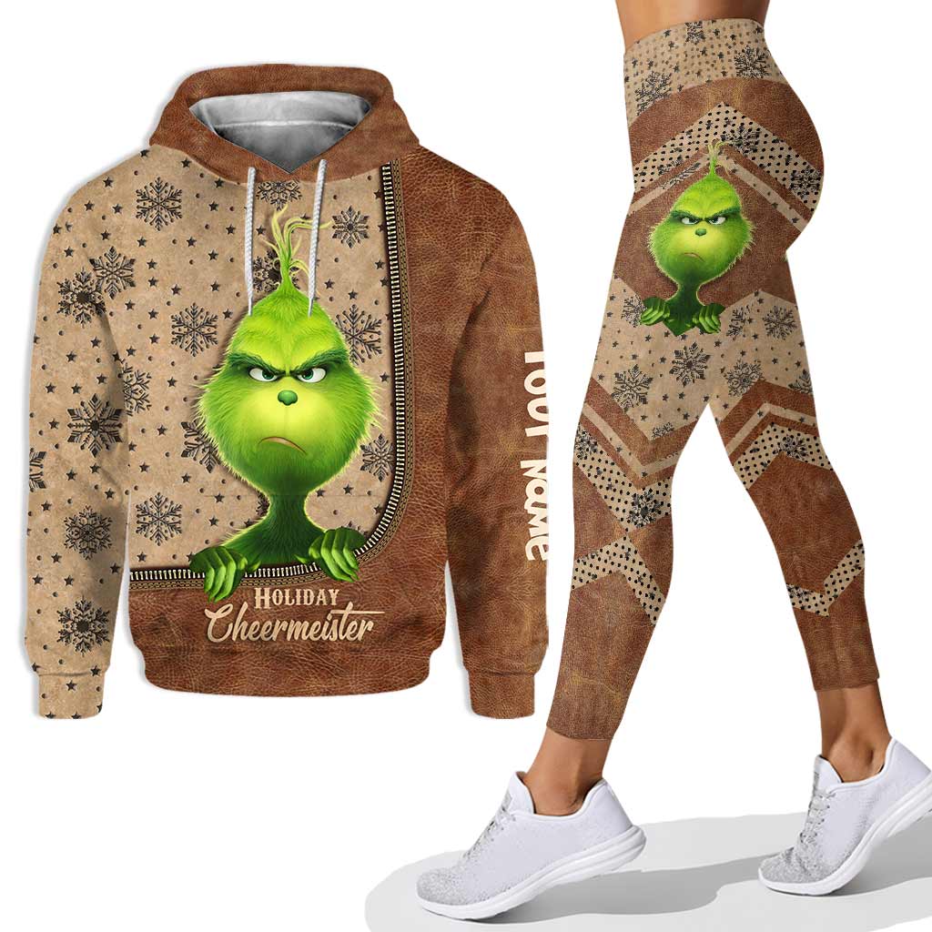 Personalized Grinch Hoodie & Leggings Set for Christmas Gift