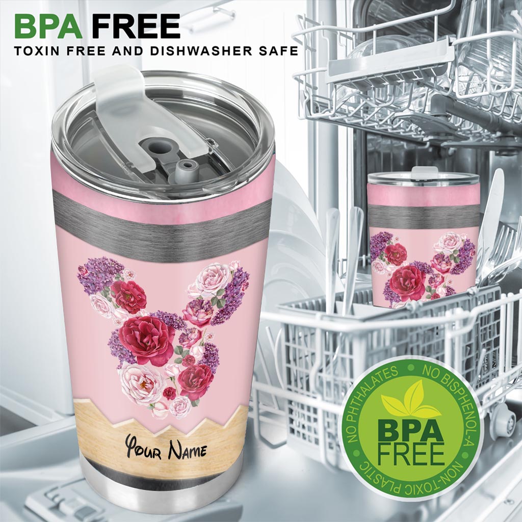 Personalized Floral Tumbler Custom Name Gift for Mom