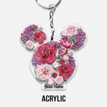Load image into Gallery viewer, Personalized Floral Mouse Acrylic Keychain Custom Name Gift
