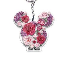 Load image into Gallery viewer, Personalized Floral Mouse Acrylic Keychain Custom Name Gift

