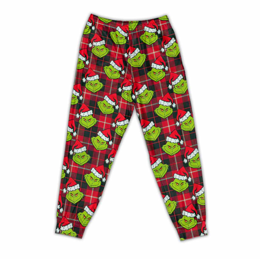 Personalized Grinch Christmas Pajamas Set for Couples
