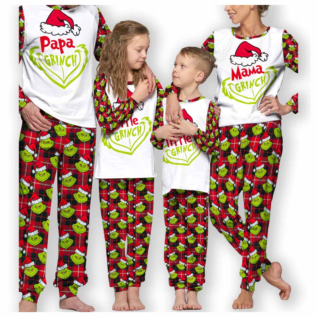 Personalized Grinch Christmas Pajamas Set for Couples