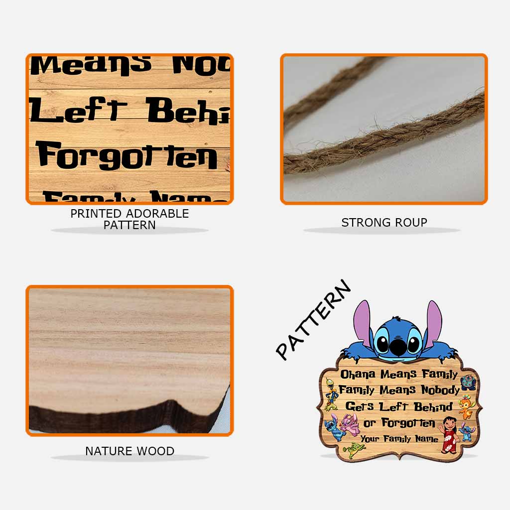 Personalized Ohana Means Family Wood Sign with Custom Name Gift for Family