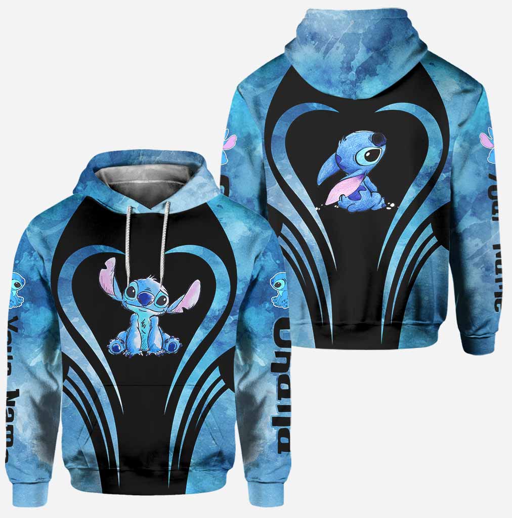 Personalized Hoodie and Leggings Set with Cute Stitch Design for Couple Gift