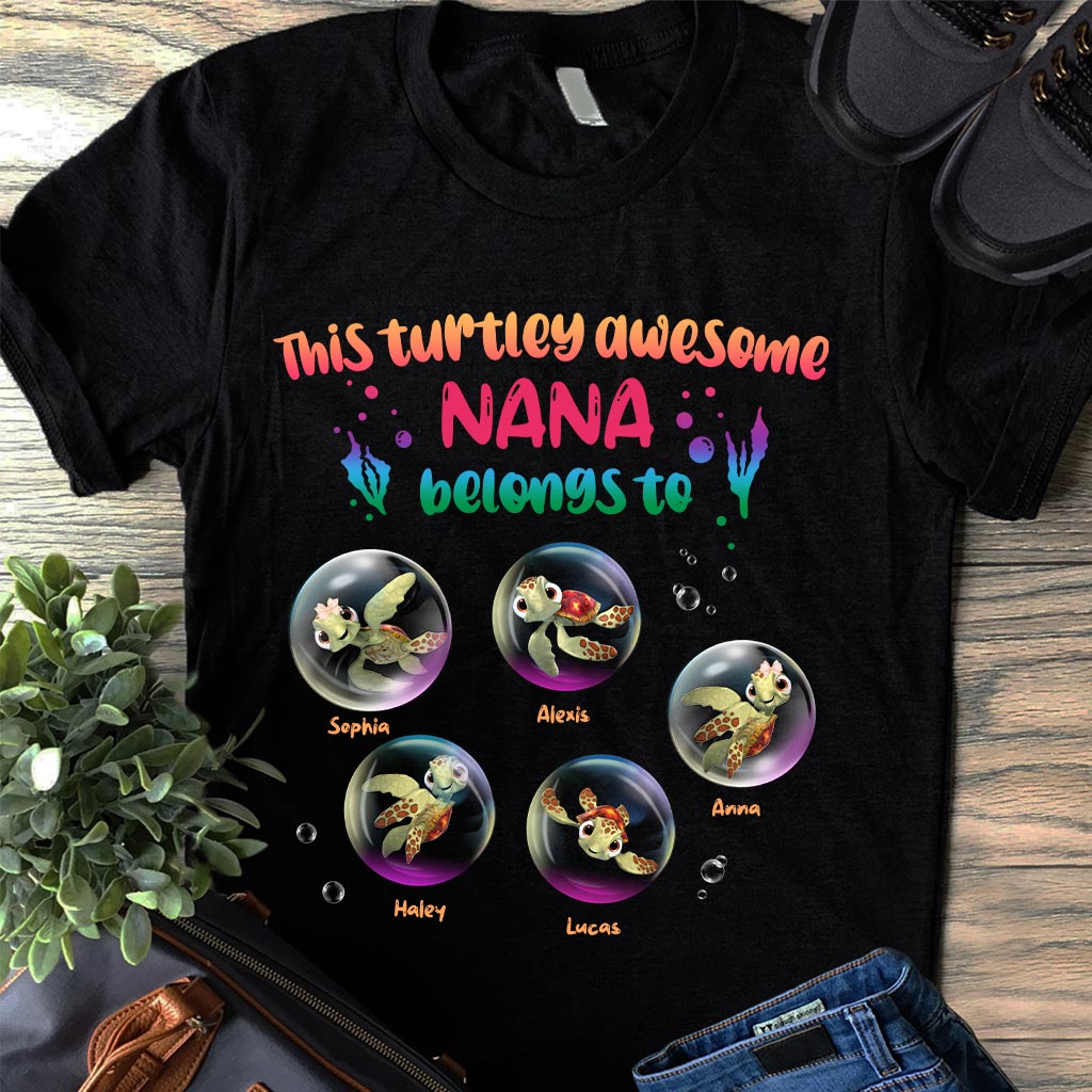 Personalized Turtley Awesome Nana T-shirt Custom Family Gift