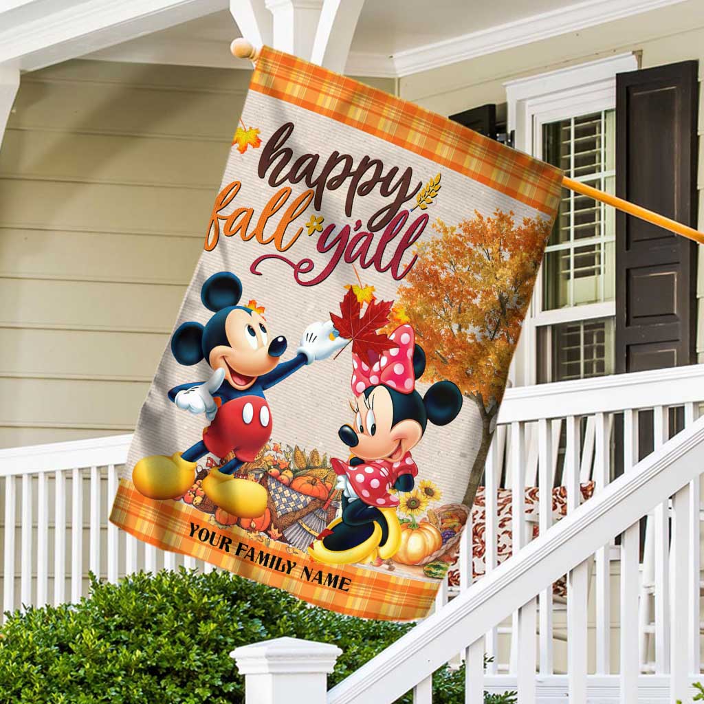 Personalized Fall Mouse House Flag Custom Family Name Gift