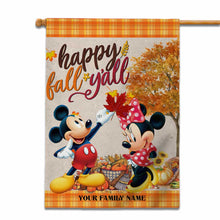 Load image into Gallery viewer, Personalized Fall Mouse House Flag Custom Family Name Gift

