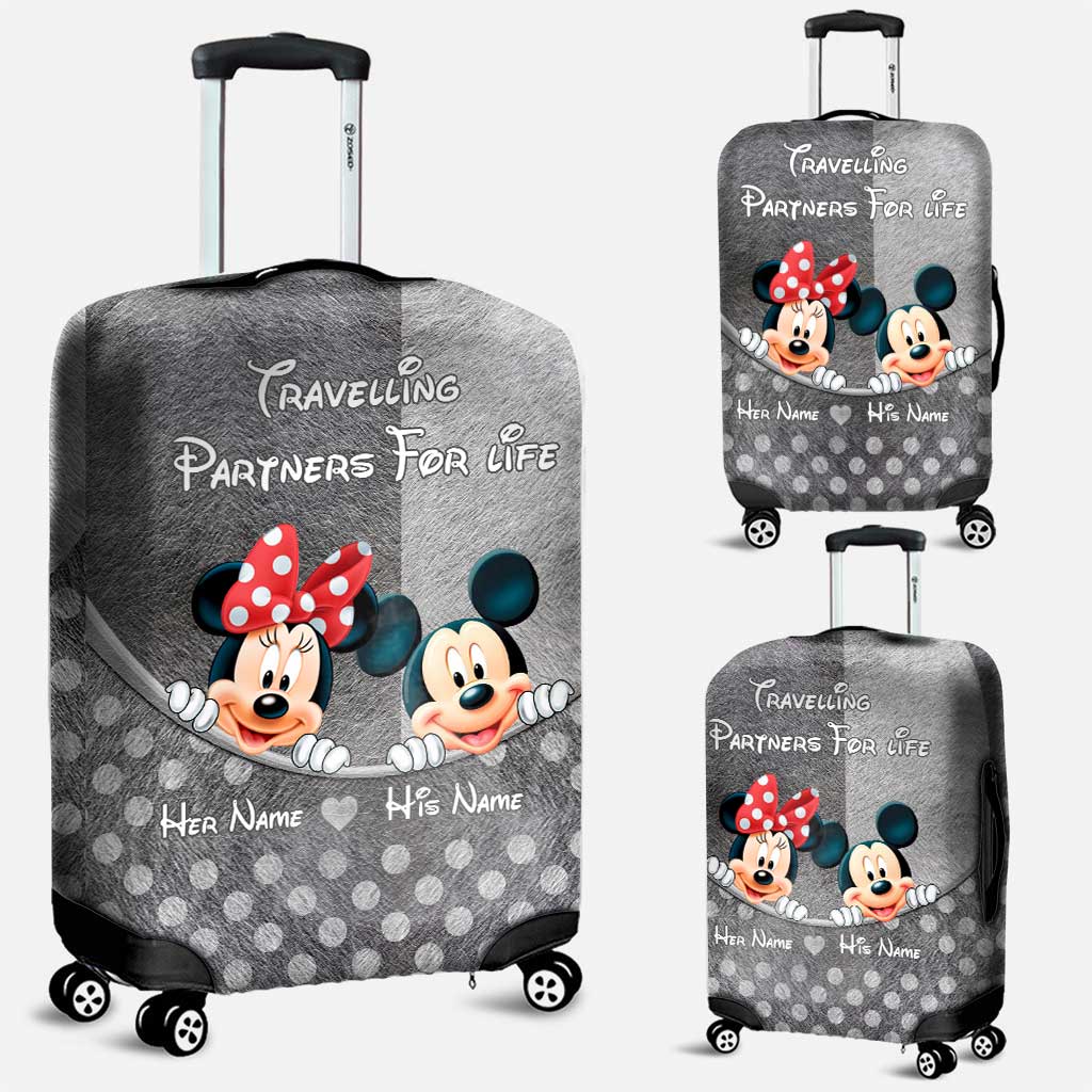 Personalized Luggage Cover for Couples Custom Name Travel Gift