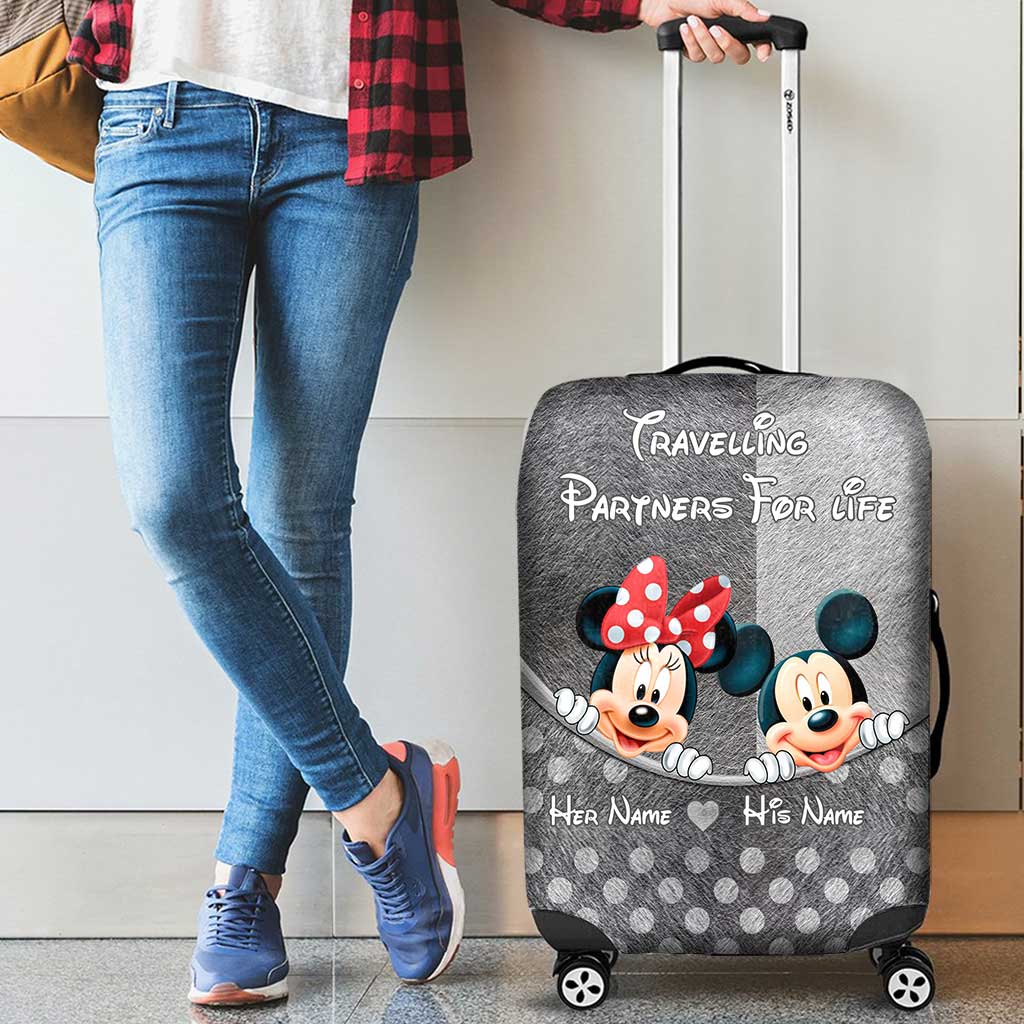 Personalized Luggage Cover for Couples Custom Name Travel Gift