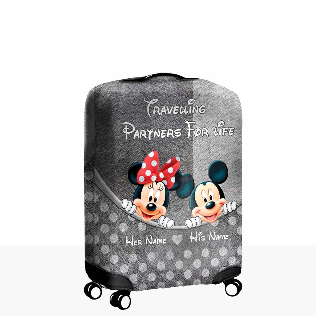 Personalized Luggage Cover for Couples Custom Name Travel Gift