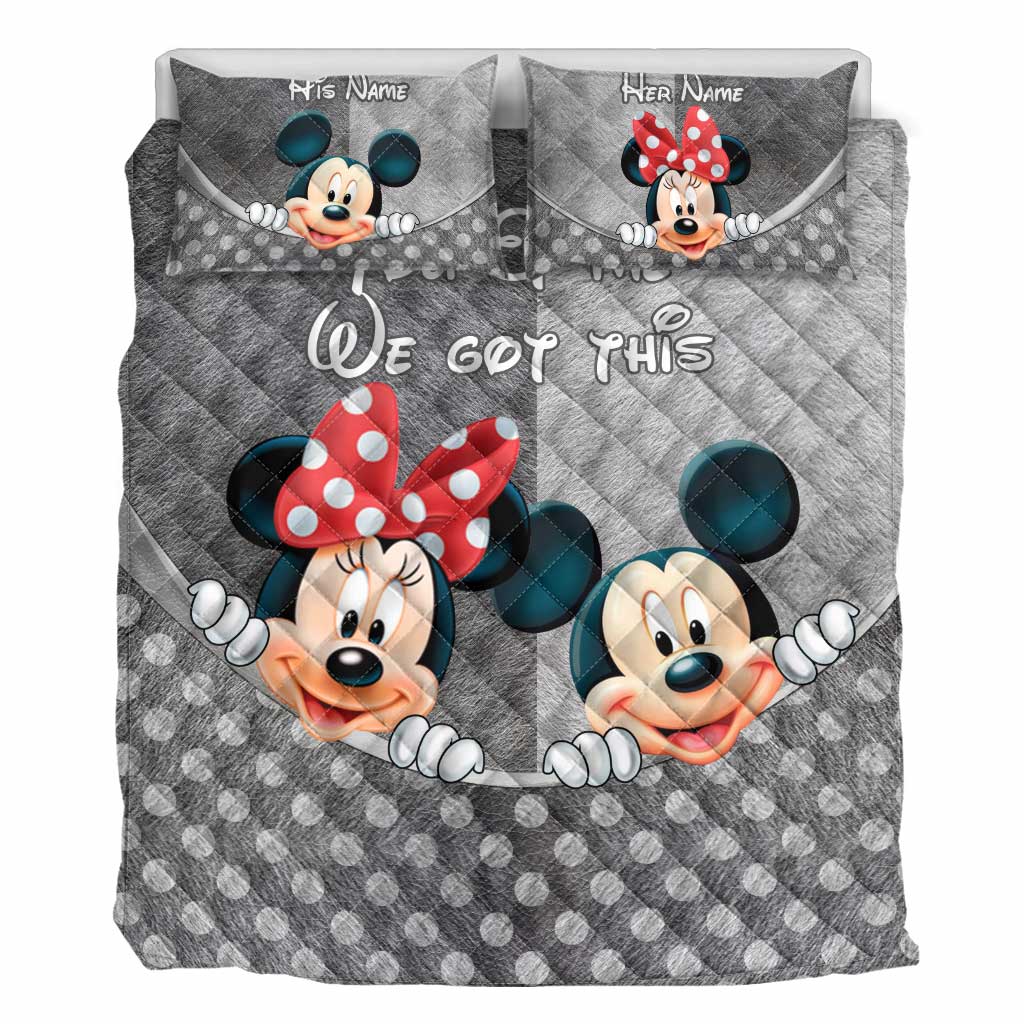 Personalized Mouse Quilt Set with Names for Couples | Valentine’s Day Gift