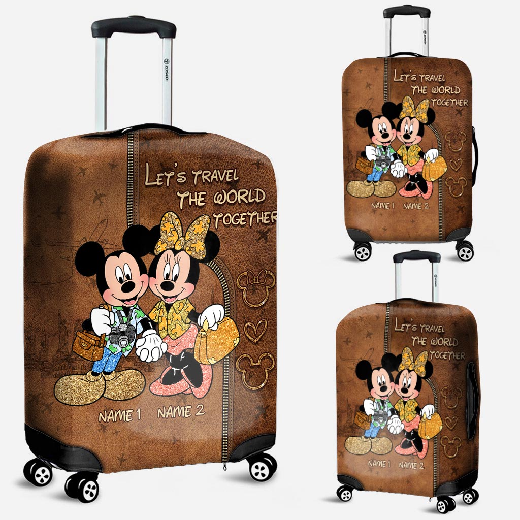 Personalized Disney Mouse Luggage Cover Custom Names Travel Gift for Couples