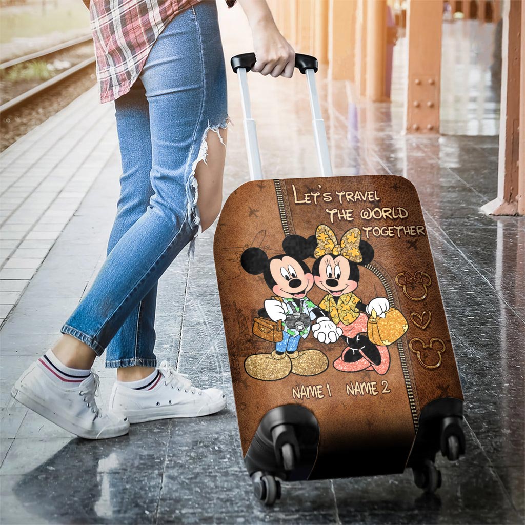 Personalized Disney Mouse Luggage Cover Custom Names Travel Gift for Couples