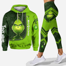 Load image into Gallery viewer, Personalized Grinch Hoodie and Leggings Set for Christmas
