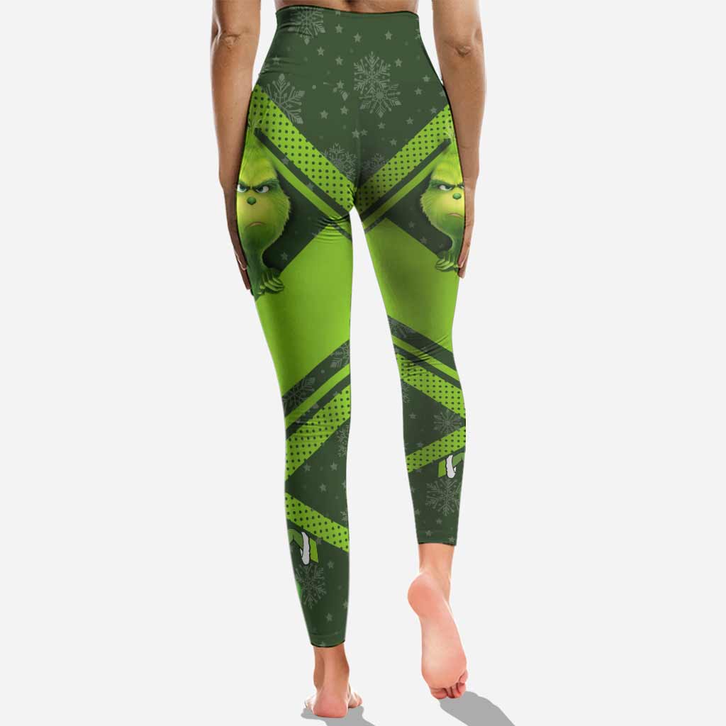 Personalized Grinch Hoodie and Leggings Set for Christmas