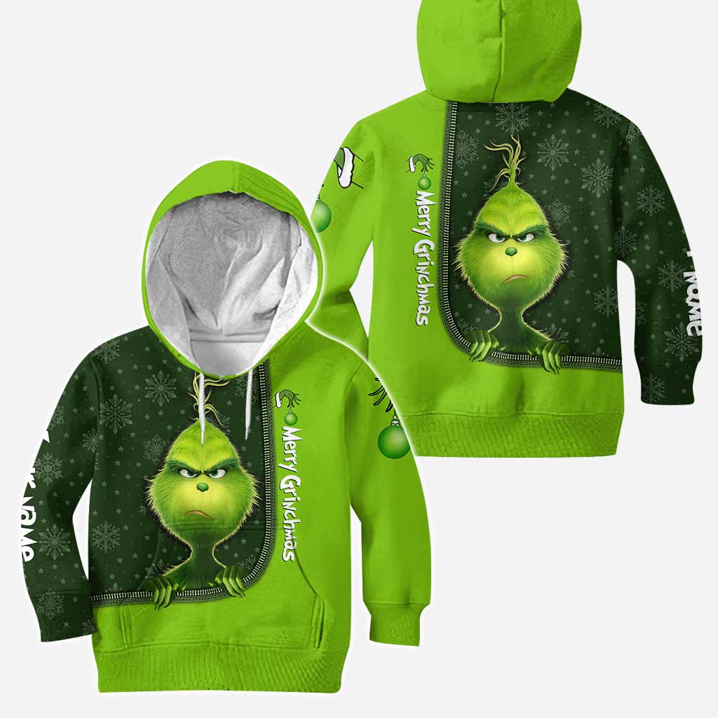Personalized Grinch Hoodie and Leggings Set for Christmas