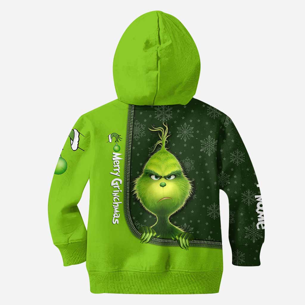 Personalized Grinch Hoodie and Leggings Set for Christmas
