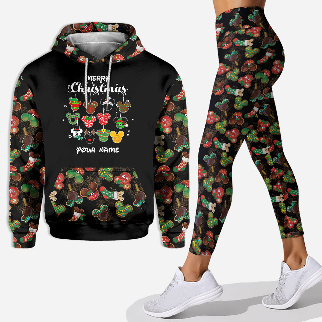 Personalized Christmas Mouse Hoodie and Leggings Set for Women